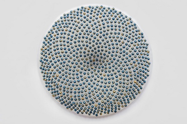 Cosmic Whirl (2015)

View: Installational
Materials: 794 wooden spheres, glass fibre rods, teal and gold metallic paints, lacquer, MDF, aluminium tubing, aluminium fixings.
Dimensions: 93cm(w) wall-mounted disc x 20.5cm (d)