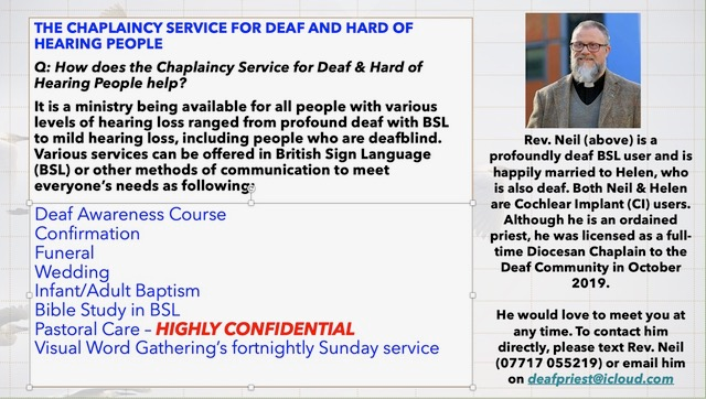 Chaplain to the Deaf and Hard of Hearing's Calling Card