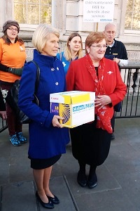 Lynne Tembey and Bev Jullien with the Petition Box [Nov 2016]