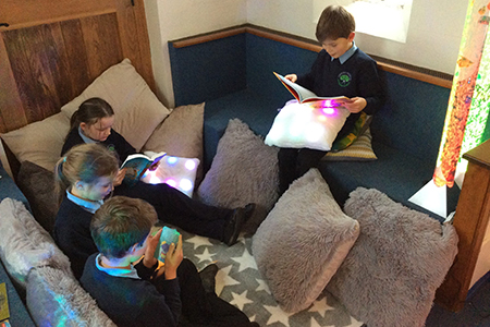 New reflection and sensory area in Okeford Fitzpaine- group of readers