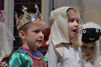 Pamphill's Wimborne Nativity- Wiseman, Shepherd and Sheep