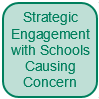 Strategic Engagement With Schools Causing Concern: includes evidence-based discussions with school/academy leaders, termly contact to explore impact of actions, development of DBE high-level strategic partnerships with teaching schools, LAs, DfE etc