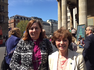 Readers 150th- The Bishop of Sherborne with Judy Anderson