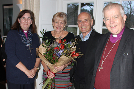 Saying Goodbye to Debbie- Bishop Karen, Debbie, Malcolm, Bishop Nicholas