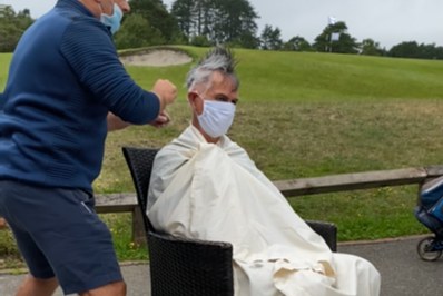 A Close Shave- Archdeacon Antony mid-shave