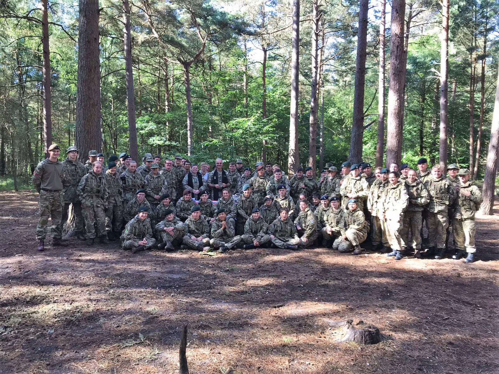 Alan Jeans MBE- with Revd Jo Reid and cadets