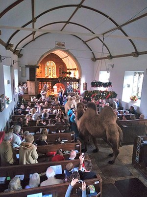 Easier through the eye of a needle- camel inside church