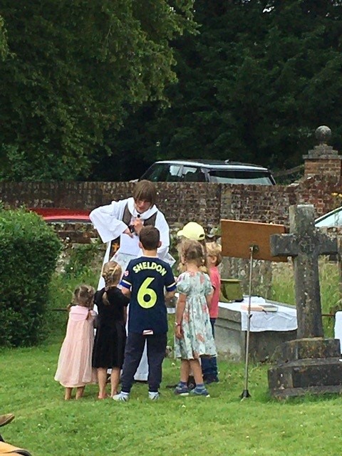 Farewell to a dynamic duo, Wiltshire- The Revd Anna-Claar Thomasson-Rosingh with young readers