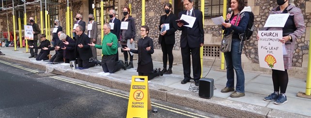 Taking Christian Climate Action- protest outside Church House, London