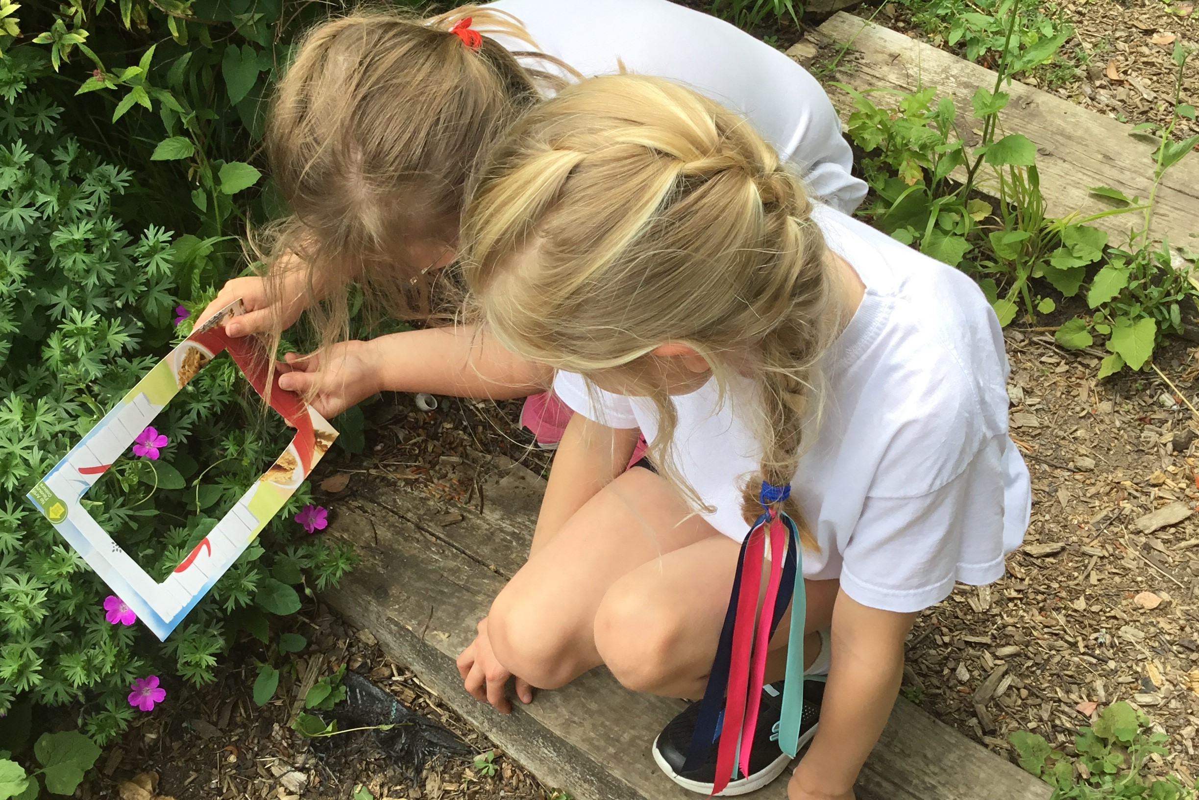 Together we go green- girls with nature frames, Kennet