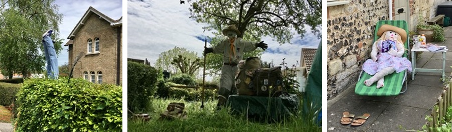 'Unity is Strength'- Great Wishford scarecrow winners- diver, scout and lockdown laziness