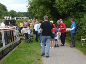 Church members chat to visitors in Canalside Benefice.