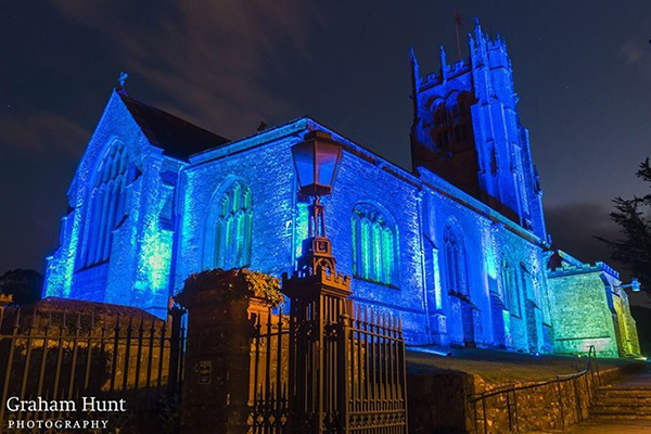 Beaminster church goes blue for the NHS