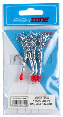 Fishzone Silver Teasel 4 Hook Size 1/0