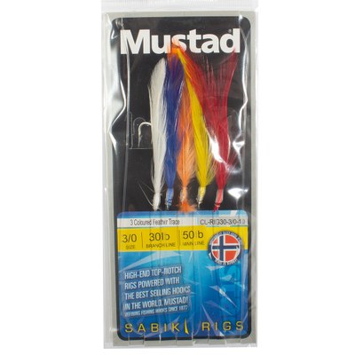 Mustad 3 Coloured Feather Trace