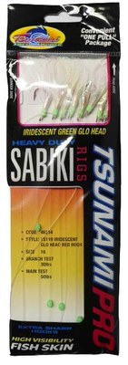 Tsunami Sabiki Iridescent Glow Head Red Hook