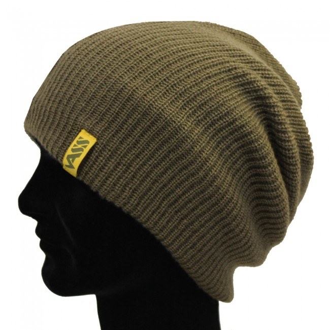 Vass Soft Slouche Rib Beanie Khaki yellow