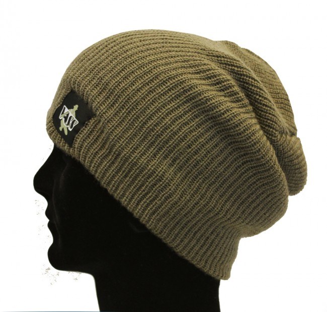 Vass Soft Slouche Rib Beanie Khaki
